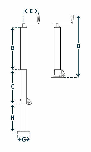 Crankable support leg max 1000 kg, P575/3SF from Simol - 0