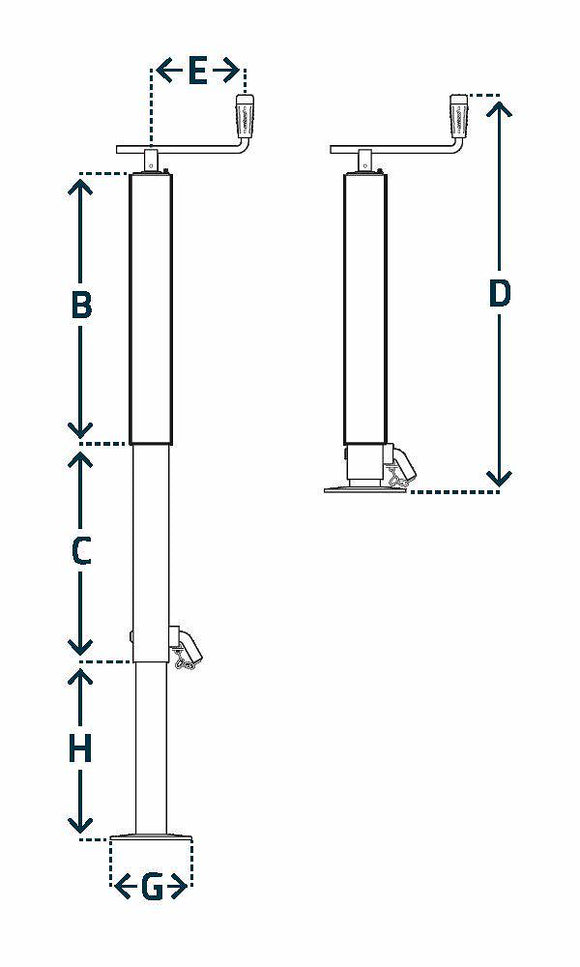 Crankable support leg max 1000 kg, P575/3SF from Simol