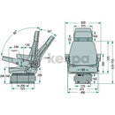 Tractor seat with mechanical suspension, safety belt, armrests and headrest-2