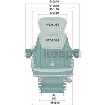 Air-suspended chair PROBOSS with armrests and back extension 12V 260 mm - 0