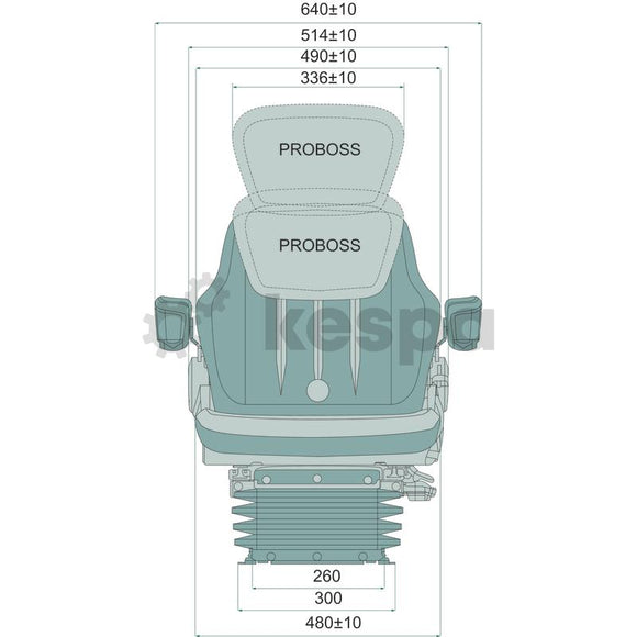 Air-suspended chair PROBOSS with armrests and back extension 12V 260 mm
