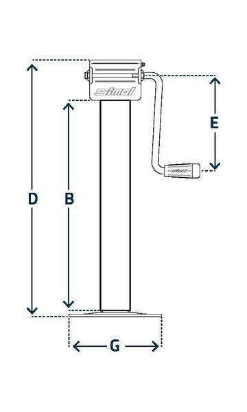 Crankable support leg 80x80 max 5440kg with side crank, DG706W from Simol - 0
