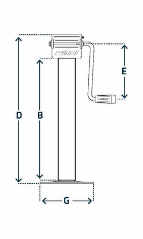 Crankable support leg 80x80 max 5440kg with side crank, DG706W from Simol - 0