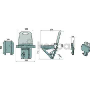 Folding fabric passenger seat that is 350mm wide - 0