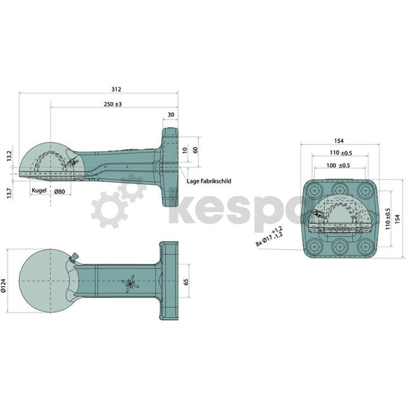 Ball bearing K80 with flange 110x100 M16