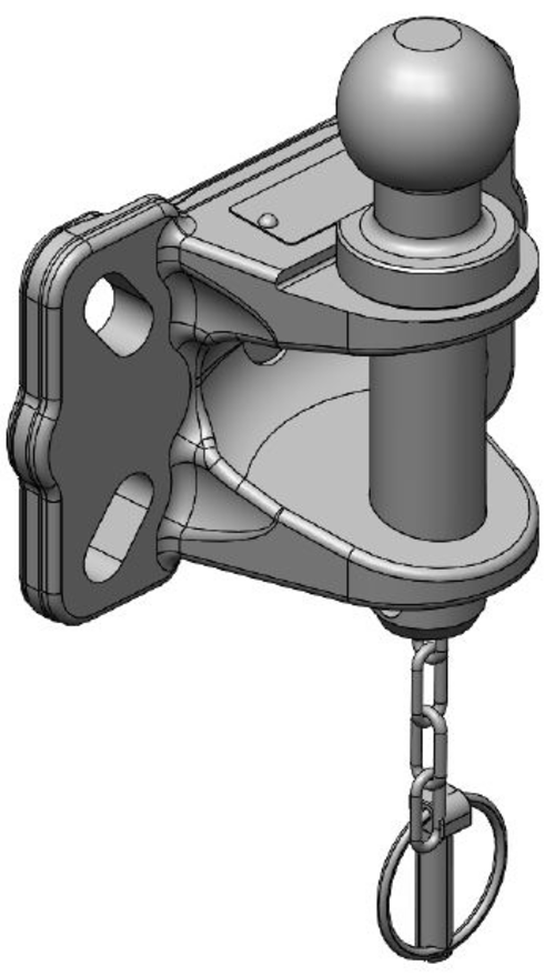 Tow hitch with 50mm ball from Scharmüller with flange 140x80 and 120x55