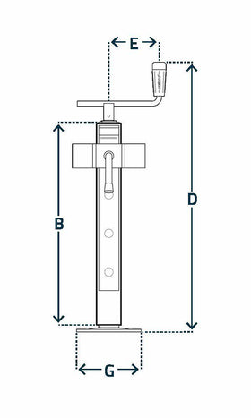 Crankable support leg with flange max 1200kg, PE600 from Simol - 0
