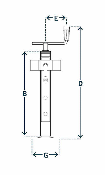 Crankable support leg with flange max 1200kg, PE600 from Simol - 0