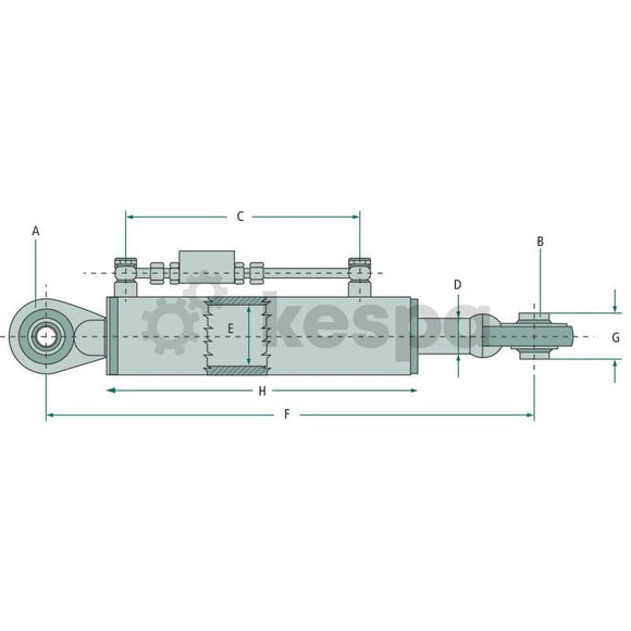 Hydraulisk toppstång kat 1 med kulled längd 352-447 mm  av  Kespa AB Hydrauliska toppstänger 7279