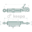 Hydraulisk toppstång kat 2 med kula och fångsthake 570-790 mm  av  Kespa AB Hydrauliska toppstänger 7266