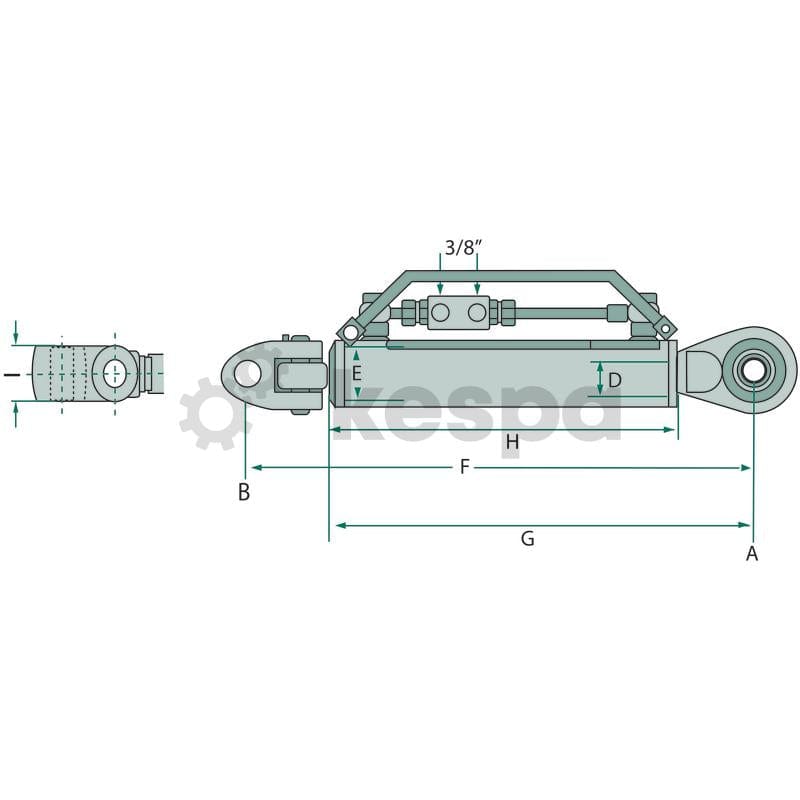 Hydraulisk toppstång kat 3 med gaffelled och kulled 660-948mm  av  Kespa AB Hydraulika toppstänger 7312