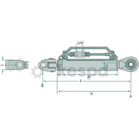 Hydraulisk toppstång kat 3 med gaffelled och kulled 660-948mm  av  Kespa AB Hydrauliska toppstänger 7312