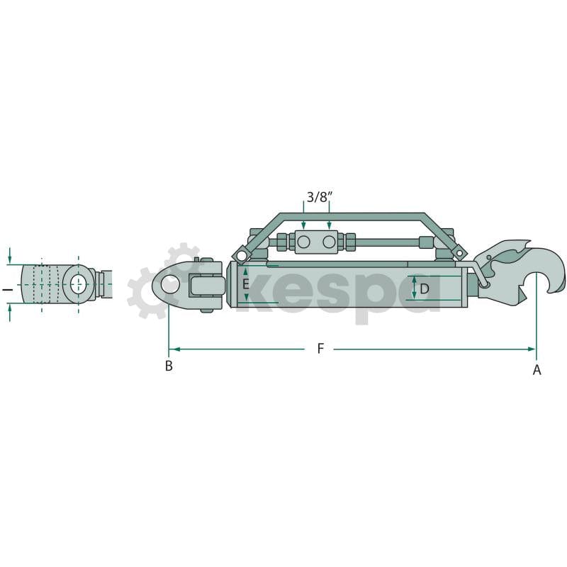 Hydraulisk toppstång kat 4 med gaffelled och fånghake längd 802-1102  av  Kespa AB Hydraulika toppstänger 7280