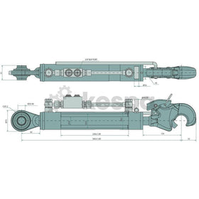 Hydraulisk toppstång med fångsthake kat 2, 560-798mm  av  Kespa AB Hydrauliska toppstänger 7373
