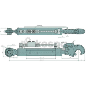Hydraulisk toppstång med fångsthake kat 2, 560-798mm  av  Kespa AB Hydrauliska toppstänger 7373