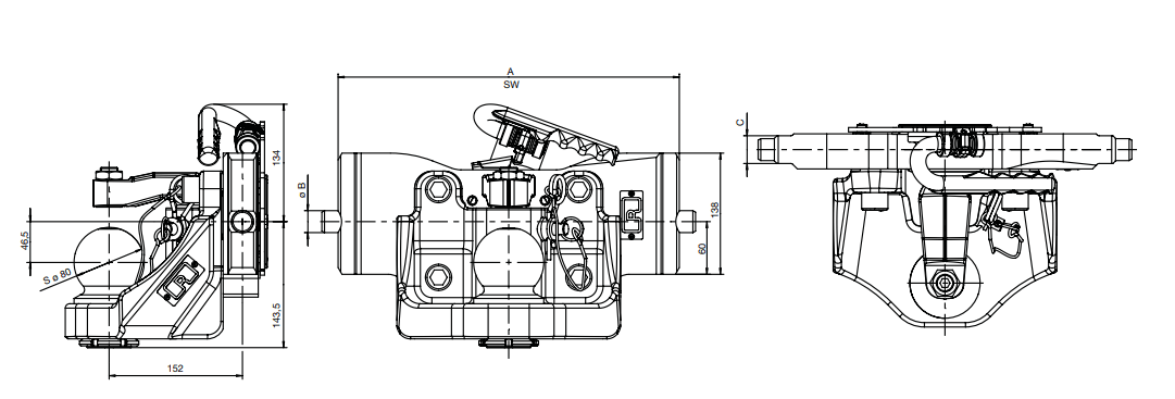 K80 Kuldrag för montage i stege 330x32mm från Rockinger  av  Kespa AB Kuldrag till stege 7313