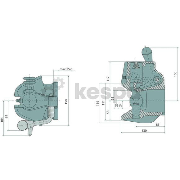 Kompakt drag Rockinger för 40 mm ögla med fläns 120x55  av  Kespa AB Automatiska drag 7347