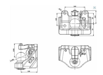 Kuldrag 80mm bultbart M20 160x100 Rockinger RO 825 B  av  Kespa AB Kuldrag bultbara 7249