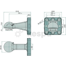 Kulhandske K80 med fläns 145x145 M20 4 ton typgodkänd från Scharmüller  av  Kespa AB Kulhandske 6065