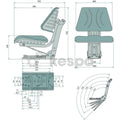 Seat with belt and mechanical damping, track size max 187mm