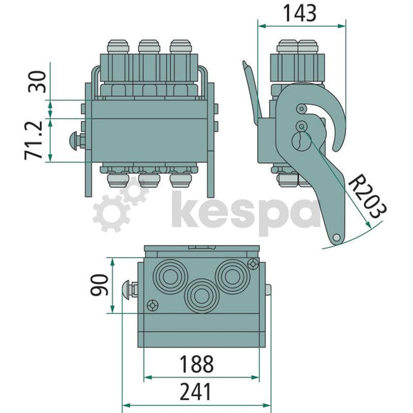 Snabbkoppling multifaster hona 3x 1" BSP 2P316-3-1G F C  av  Kespa AB Multikoppling kopplingsplatta 7648