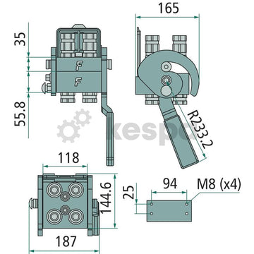 Snabbkoppling multifaster hona 4x 1/2" BSP - PH408-4-12G FC  av  Kespa AB Multikoppling kopplingsplatta 7652
