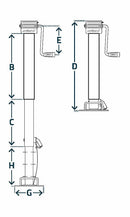 Stödben med sidvev max 1,5 ton, förzinkad med 715 mm lyft. DG590/3SF från Simol  av  Kespa AB Stödben 7511