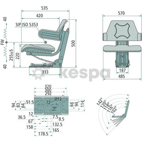 Traktorsits med fasta armstöd och mekanisk fjädring  av  Kespa AB Mekanisk stol 7321